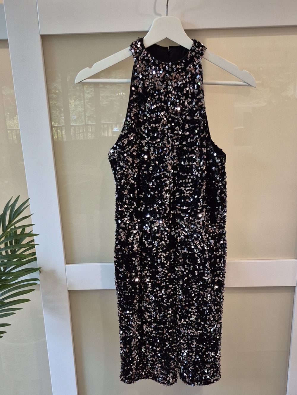 RW&CO. MIDNIGHT NAVY Sequin Halter Dress